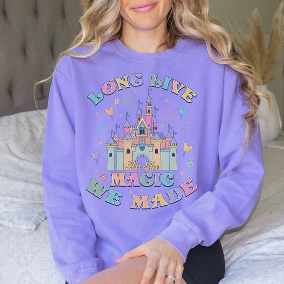 Disney Parks Castle Pastel Rainbow Magic We Made Sweatshirt - Picture 10 of 14
